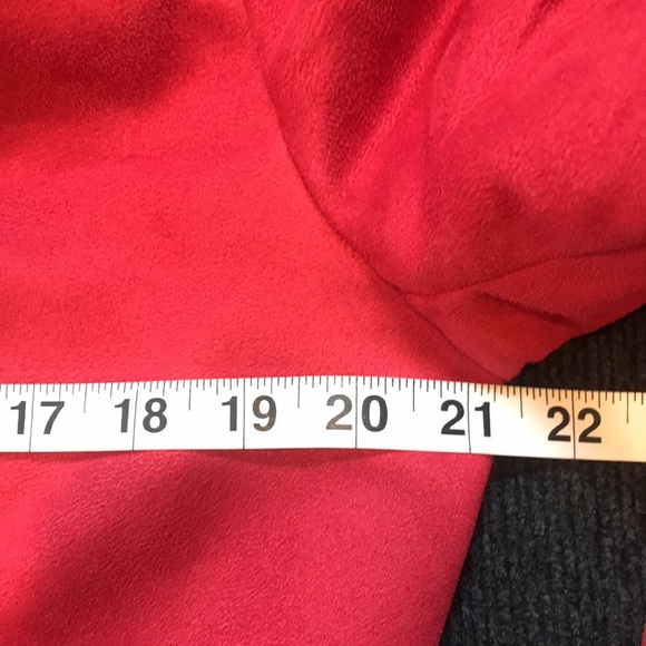 Nygard Red Zipper Front Soft Faux Suede Jacket w/Front Pockets and Wide Lapel-12 - Picture 13 of 16